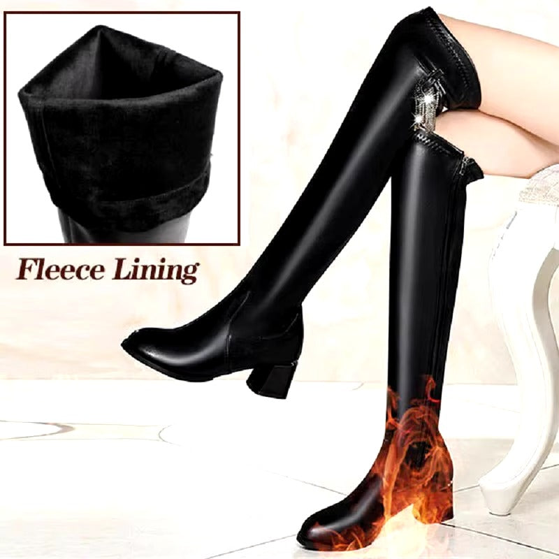 Warme Lederstiefel für Damen