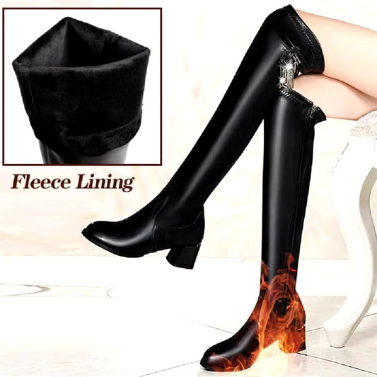 Warme Lederstiefel für Damen